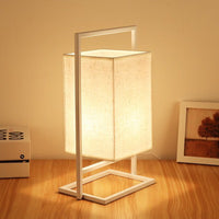 Lampe de bureau rétro blanche en tissu et métal Miot