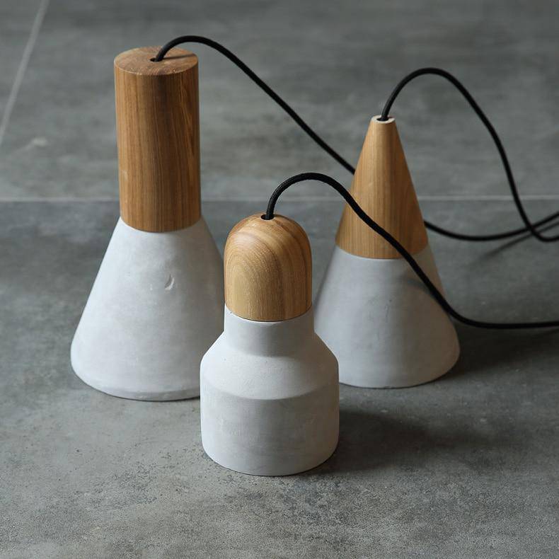 Suspension design en bois et ciment - Studio Variaté