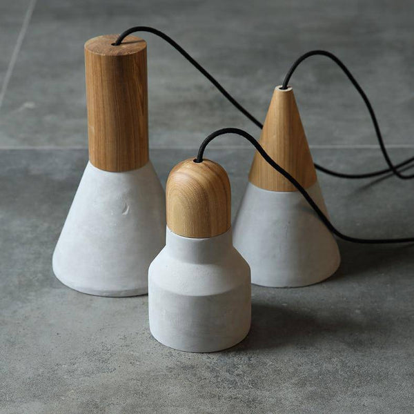 Suspension design en bois et ciment - Studio Variaté