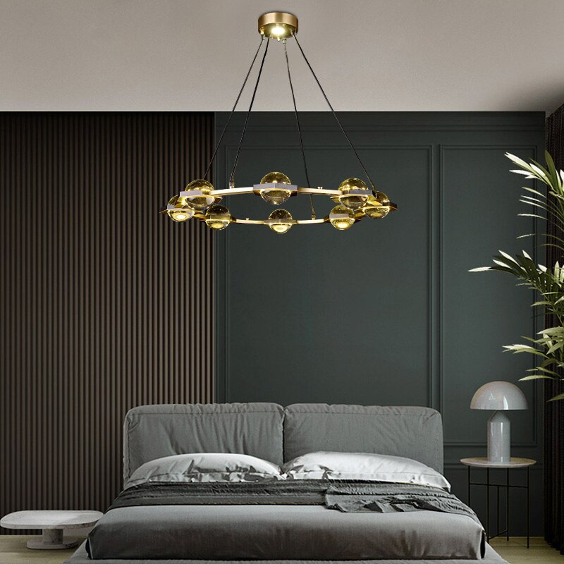 Lustre Pryccilia en cuivre et cristal modern luxe