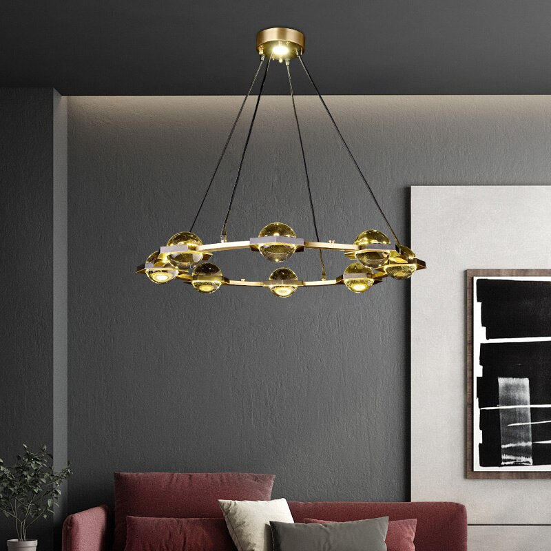 Lustre Pryccilia en cuivre et cristal modern luxe