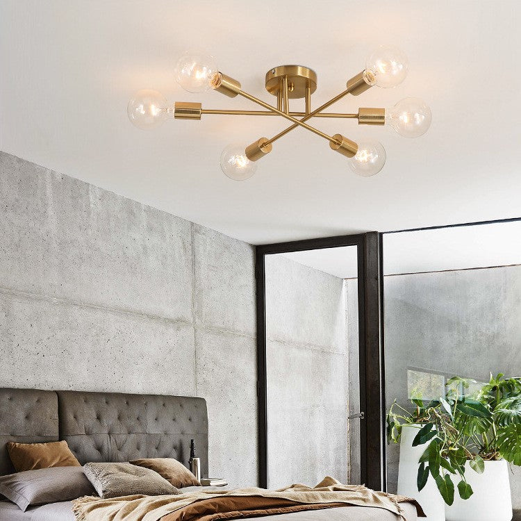 Plafonnier LED Eugie 6 lampes métal entrecroisées