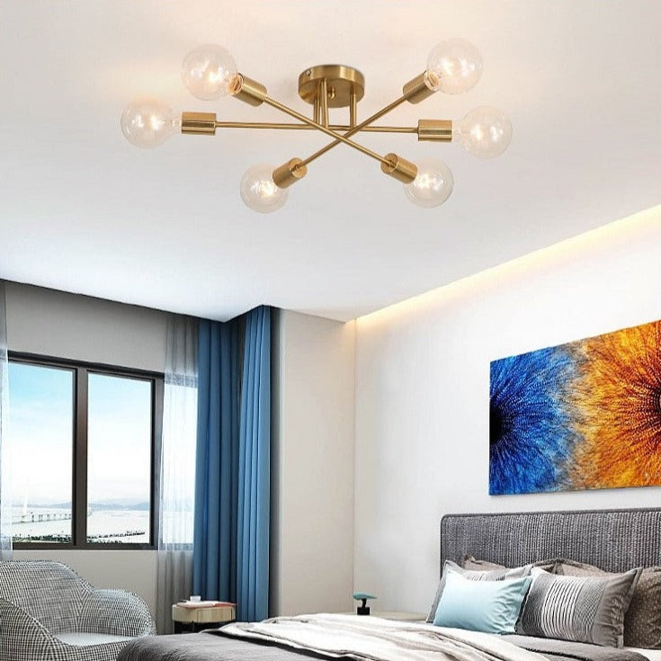 Plafonnier LED Eugie 6 lampes métal entrecroisées