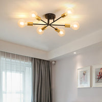 Plafonnier LED Eugie 6 lampes métal entrecroisées