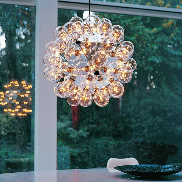 Suspension chromée Castiglioni: Élégance Lumineuse