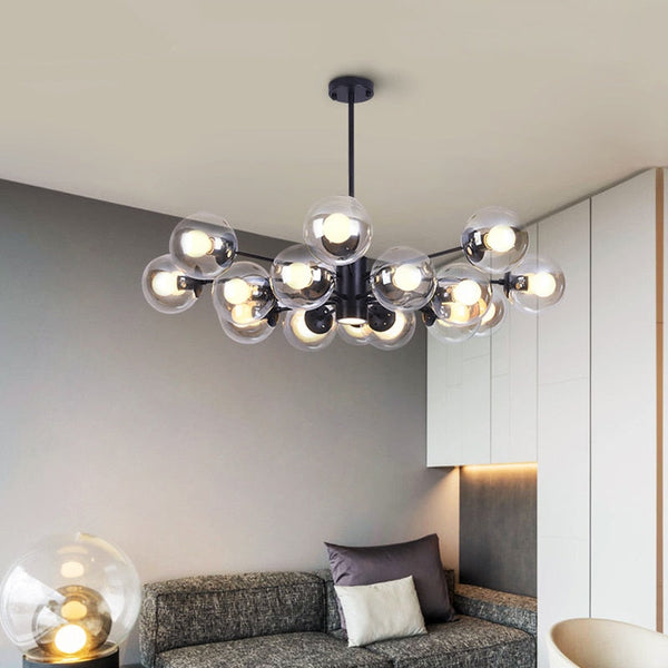 Lustre à bras en verre transparent de style moderne