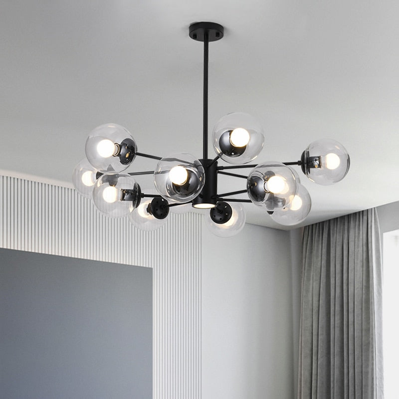 Lustre à bras en verre transparent de style moderne