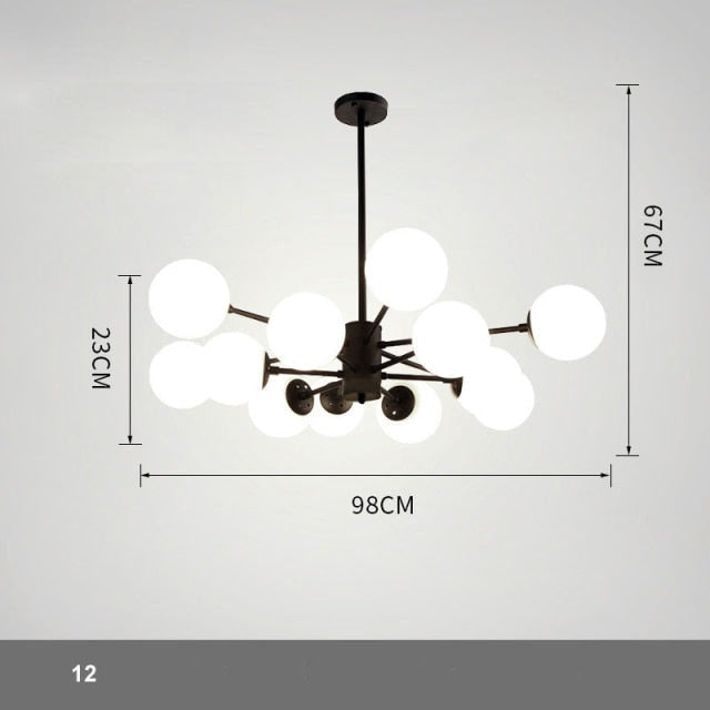 Lustre à bras en verre transparent de style moderne