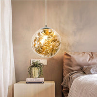 Suspension LED en verre avec feuilles chromées