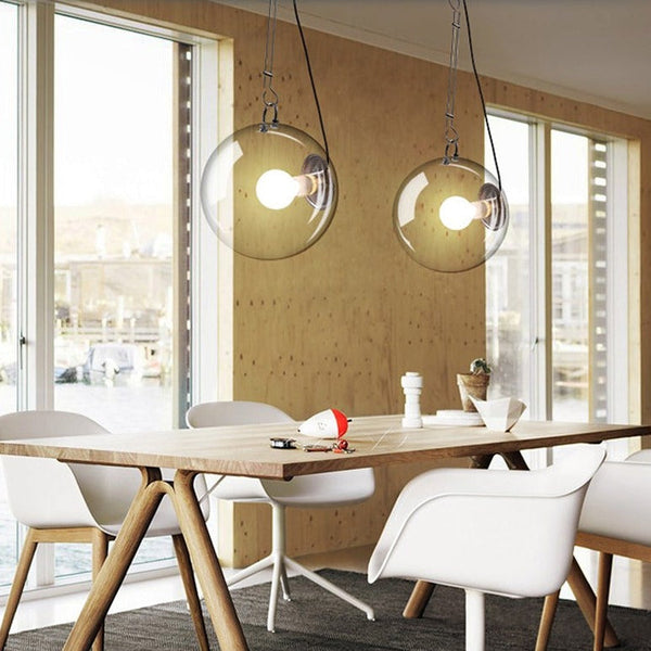 Suspension Irantzu - Argentée avec Globe en Verre