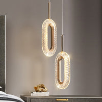 Suspension LED ovale dorée Elaia