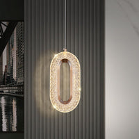 Suspension LED ovale dorée Elaia