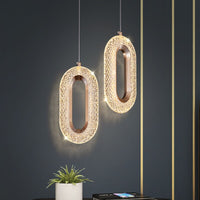 Suspension LED ovale dorée Elaia