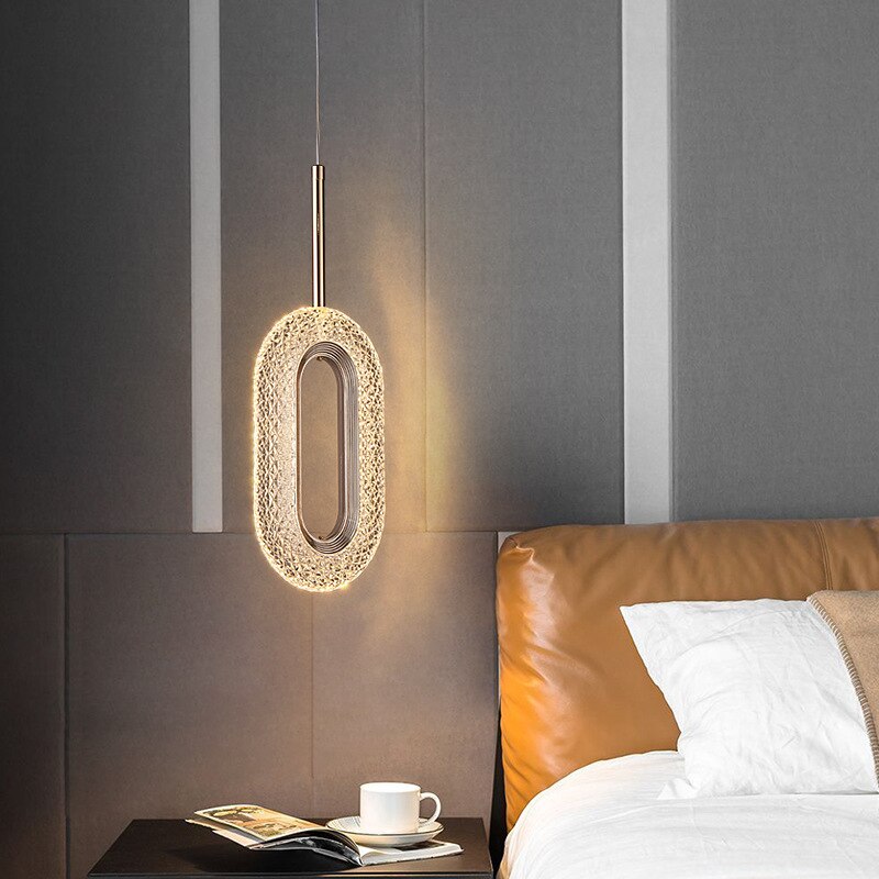 Suspension LED ovale dorée Elaia