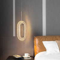 Suspension LED ovale dorée Elaia
