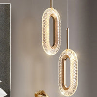 Suspension LED ovale dorée Elaia