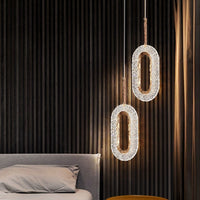 Suspension LED ovale dorée Elaia