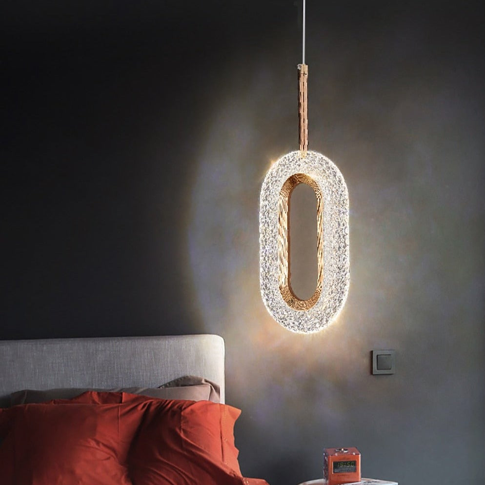 Suspension LED ovale dorée Elaia