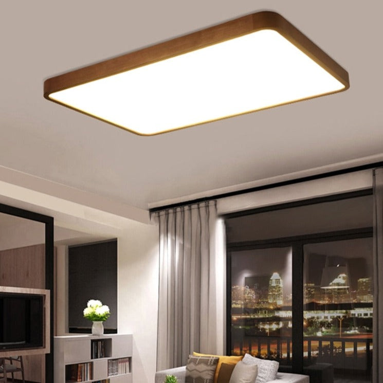 Plafonnier LED Géométrique Bois Evelyn