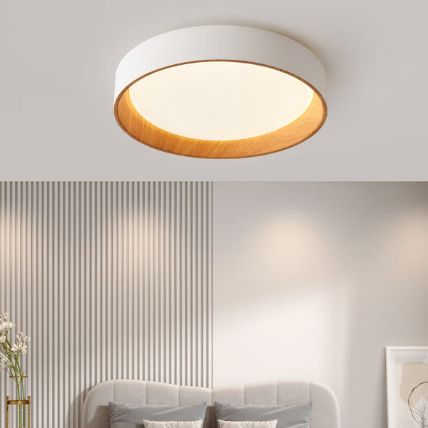 Plafonnier LED moderne Etelvina circulaire en bois