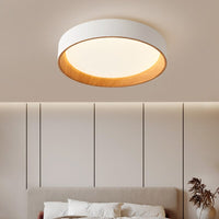 Plafonnier LED moderne Etelvina circulaire en bois
