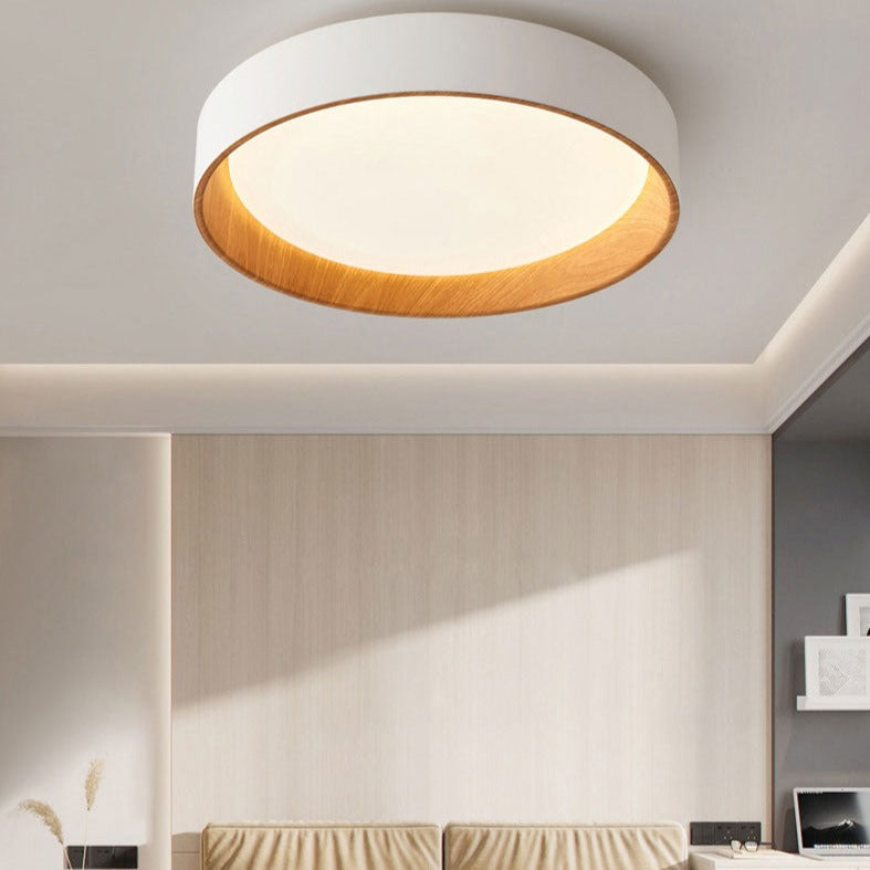 Plafonnier LED moderne Etelvina circulaire en bois