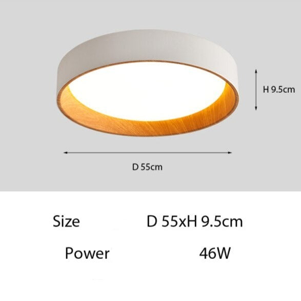 Plafonnier LED moderne Etelvina circulaire en bois