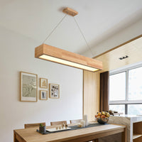 Lustre Rectangle Design en Bois avec LED.