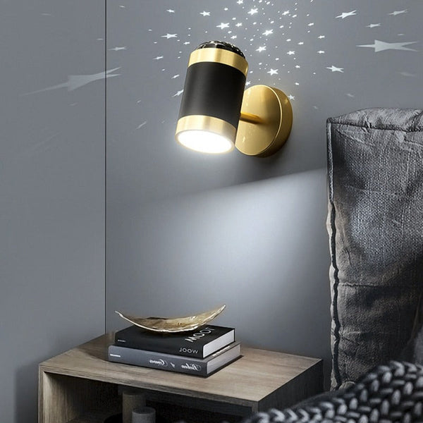 Applique murale moderne cylindrique noir et doré, Luxe Noir D'Or