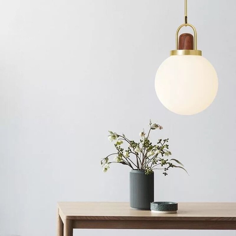 Suspension Ona : Élégance LED en verre et bois