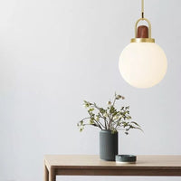 Suspension Ona : Élégance LED en verre et bois