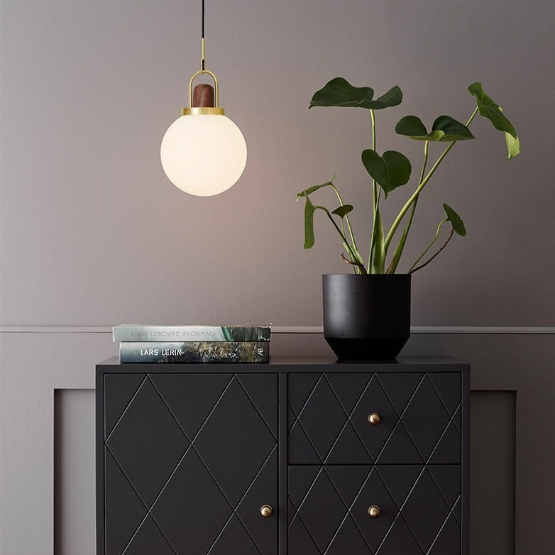 Suspension Ona : Élégance LED en verre et bois