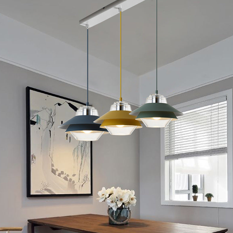 Suspension LED industrielle double abat-jour coloré - Armel