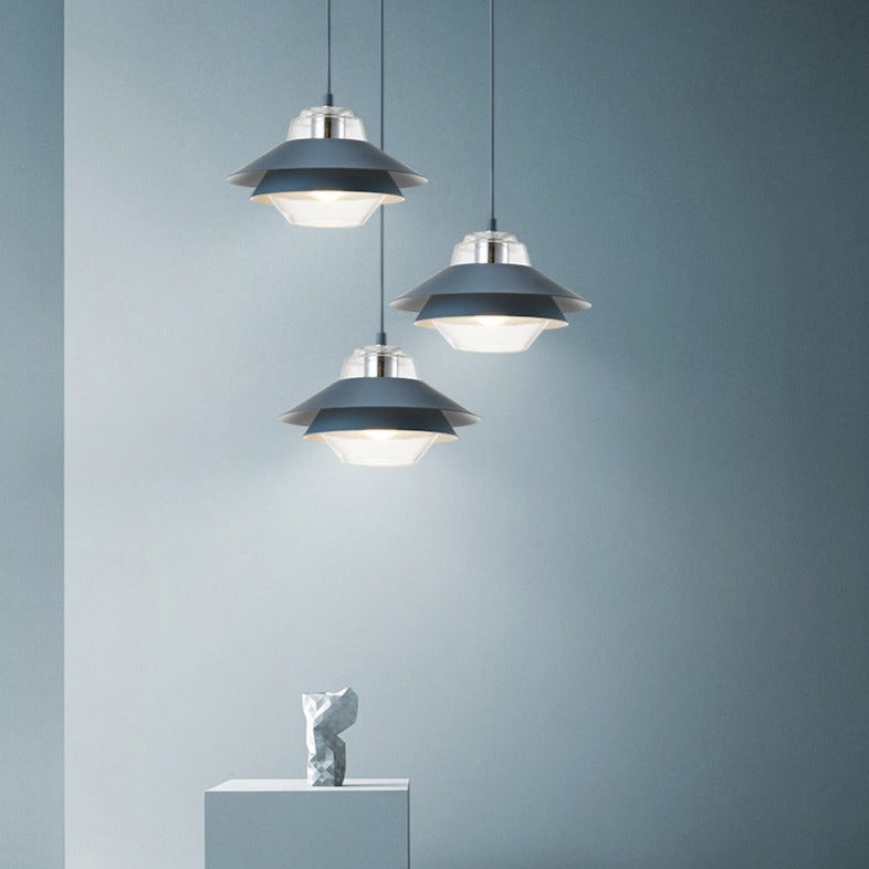 Suspension LED industrielle double abat-jour coloré - Armel