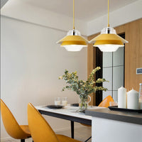 Suspension LED industrielle double abat-jour coloré - Armel