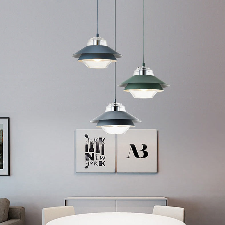 Suspension LED industrielle double abat-jour coloré - Armel