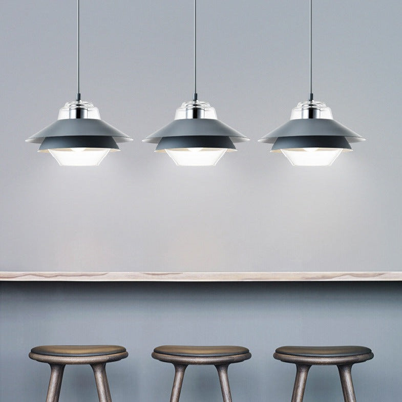 Suspension LED industrielle double abat-jour coloré - Armel