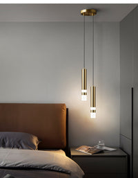 Suspension LED Tube Lumineux Doré ou Noir - Amias