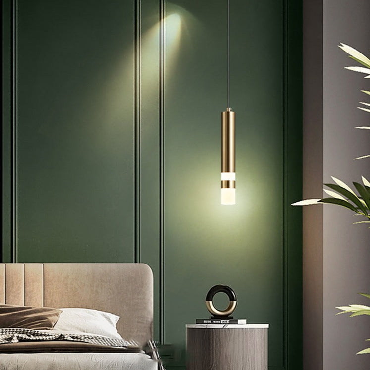 Suspension LED Tube Lumineux Doré ou Noir - Amias