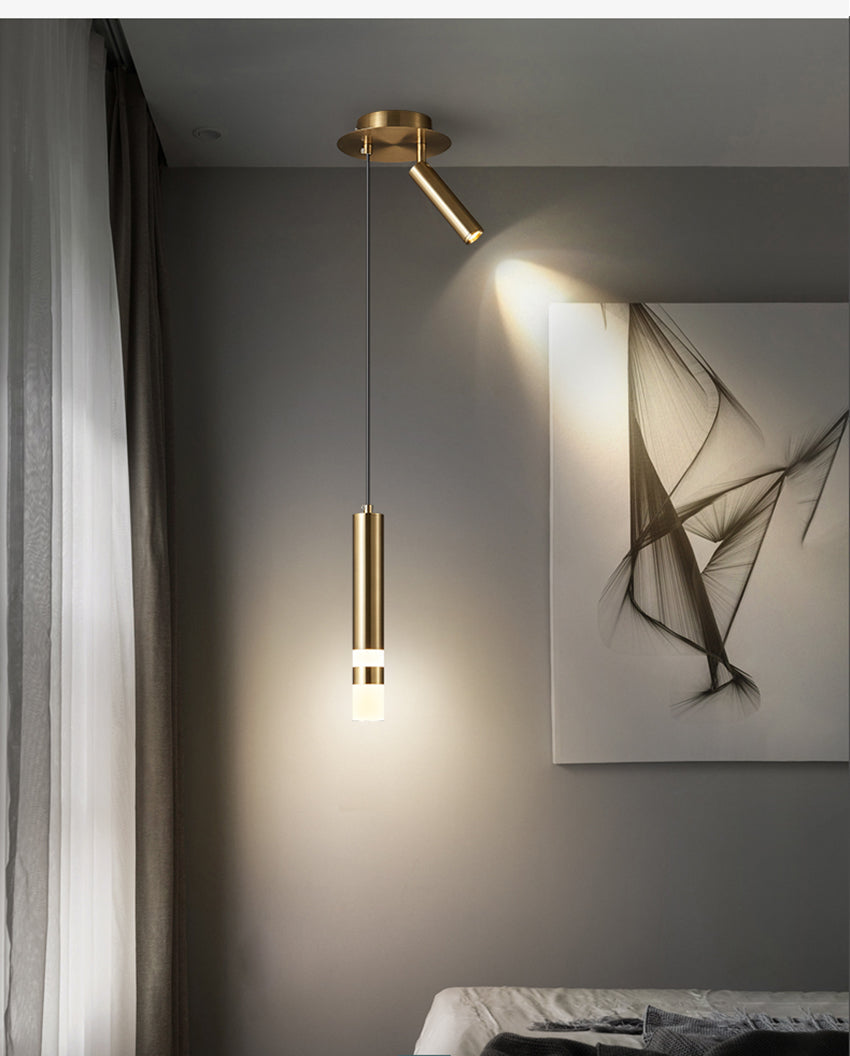 Suspension LED Tube Lumineux Doré ou Noir - Amias