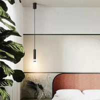 Suspension LED Tube Lumineux Doré ou Noir - Amias
