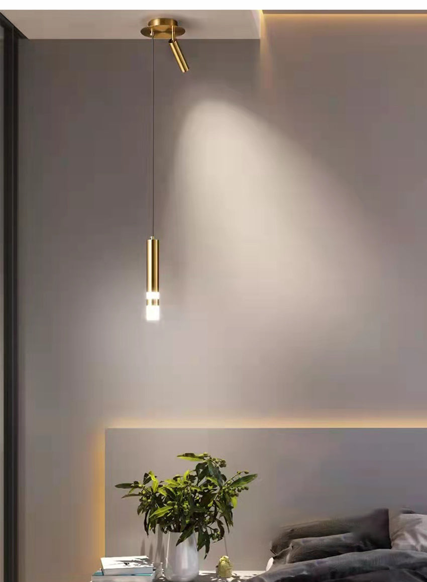 Suspension LED Tube Lumineux Doré ou Noir - Amias