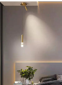 Suspension LED Tube Lumineux Doré ou Noir - Amias