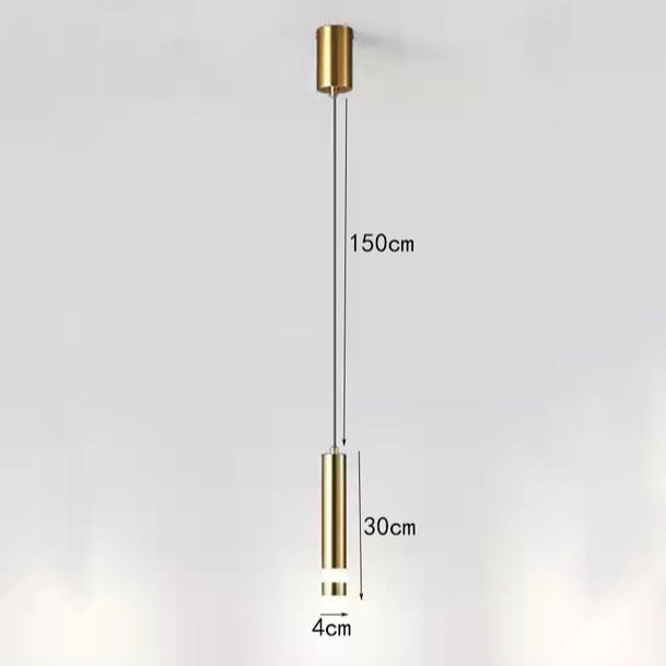 Suspension LED Tube Lumineux Doré ou Noir - Amias