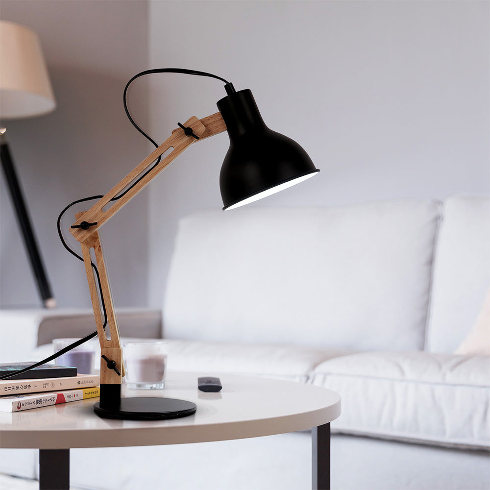 Lampe de bureau Vaz en bois articulée