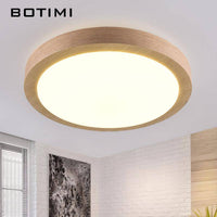 Plafonnier rond en bois à LED Botimi
