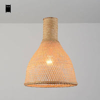 Suspension LED en rotin avec abat-jour beige