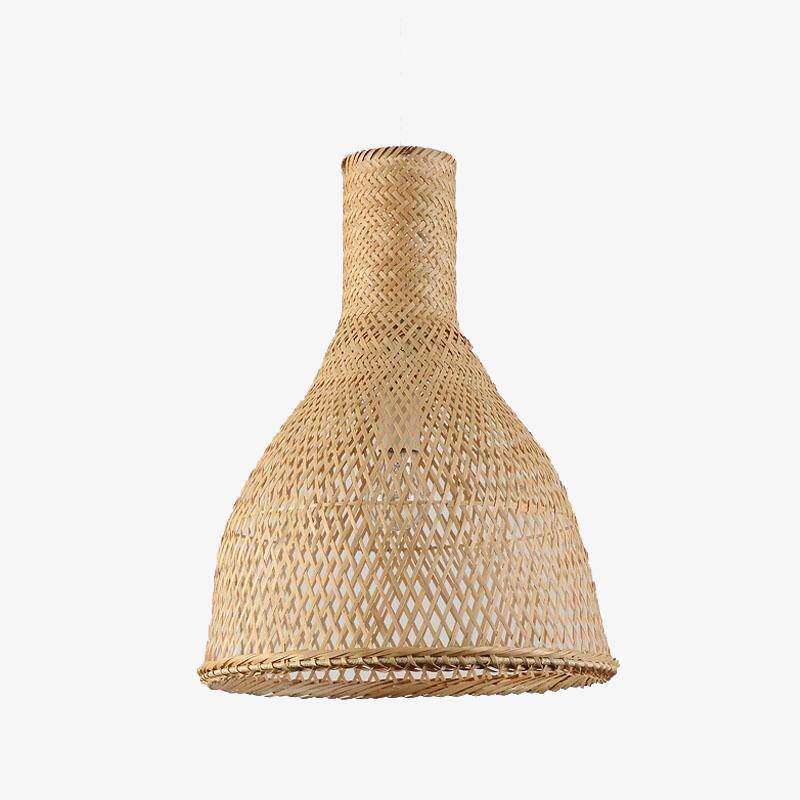Suspension LED en rotin avec abat-jour beige