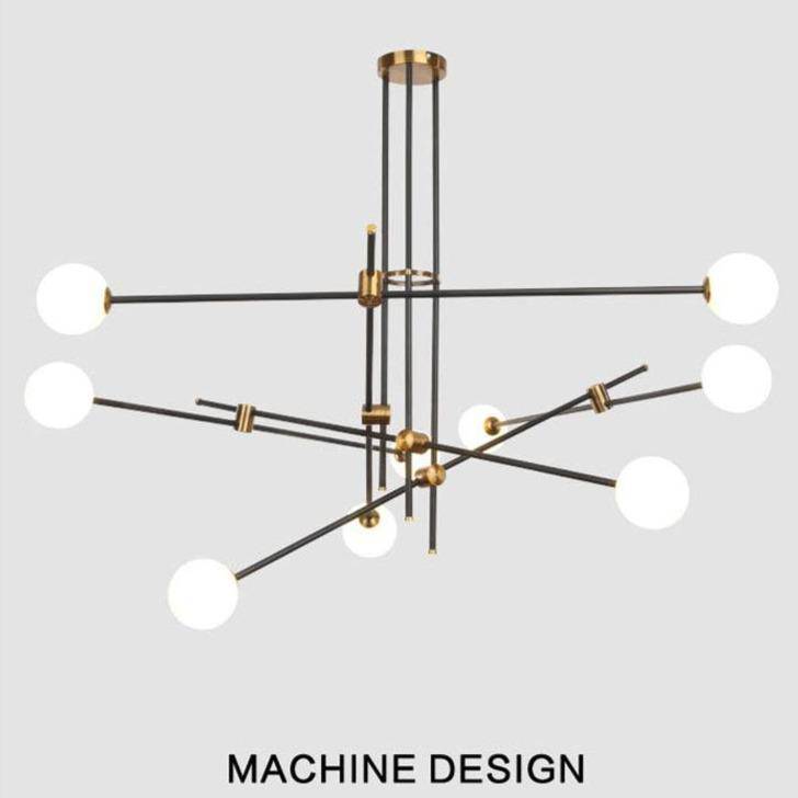 Lustre Noir Design à Branches en Verre Retro