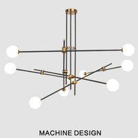 Lustre Noir Design à Branches en Verre Retro